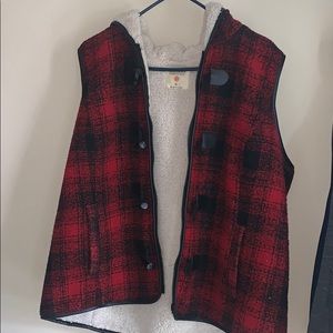 sherpa lined plaid winter vest